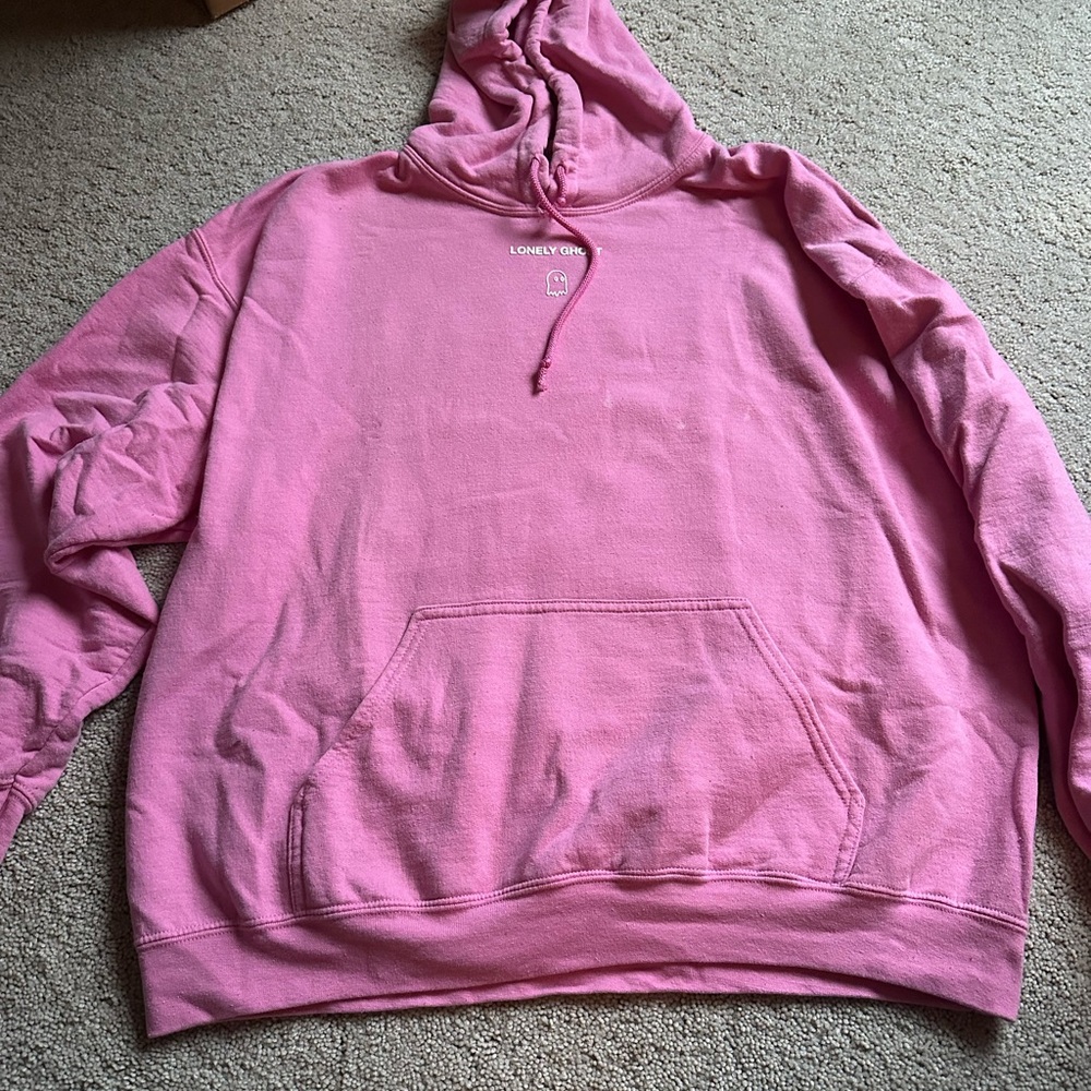 LONELY GHOST Pink Crewneck Hoodie Sweatshirt